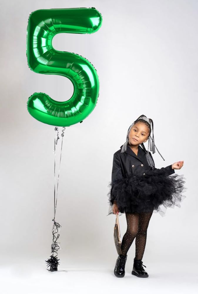 MLuchee 40-Inch Number Balloons — Dark Green, 5th Birthday & Wedding Party Decor
