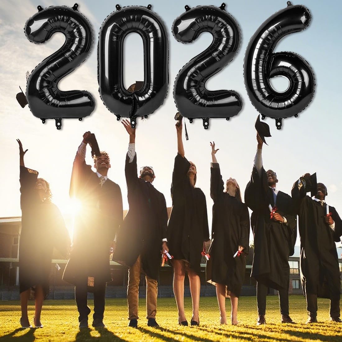 Mluchee 2026 Number Balloons – 40 Inch Black Foil Balloons for New Year, Graduation, and Party Decor