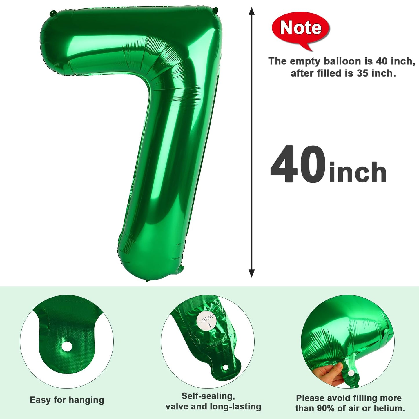 Mluchee 40-Inch Number 7 Balloon - Large 7 Birthday Decor for Engagement, Wedding, Graduation