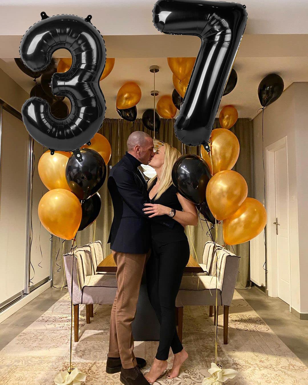 Mluchee 40-Inch Number Balloon 7 — Large Black Numeral for Birthday, Engagement, Wedding, Graduation