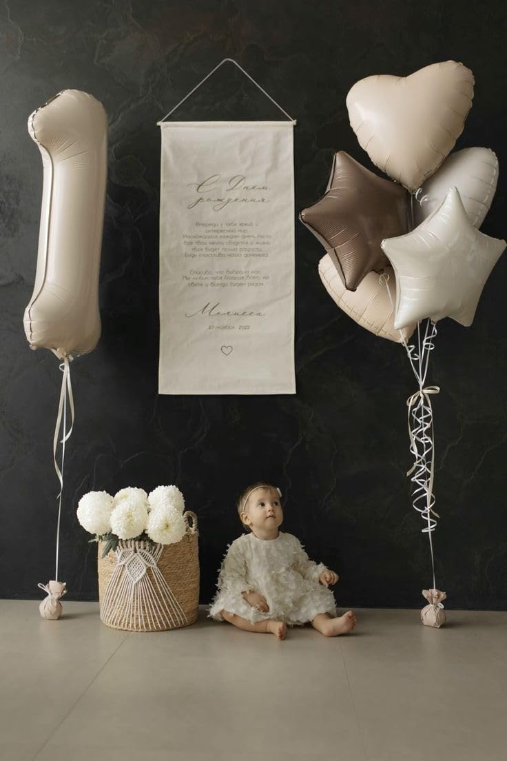 Mluchee 40-Inch Number Balloon – Cream White Giant Birthday Decor for 1st Birthday & Photos