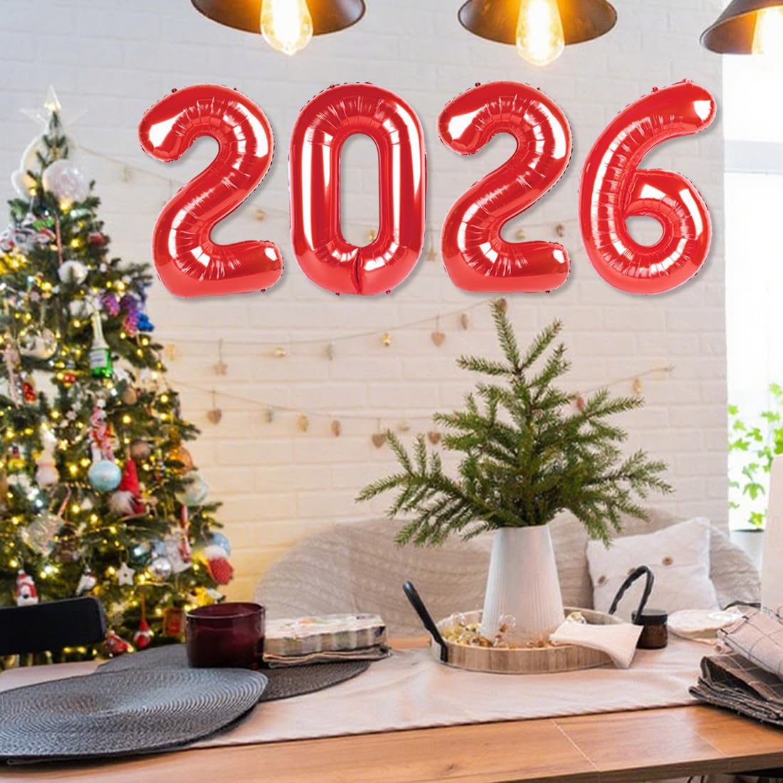 Mluchee 40-Inch 2026 Number Balloon – New Year’s Eve & Graduation Decor, Red Foil