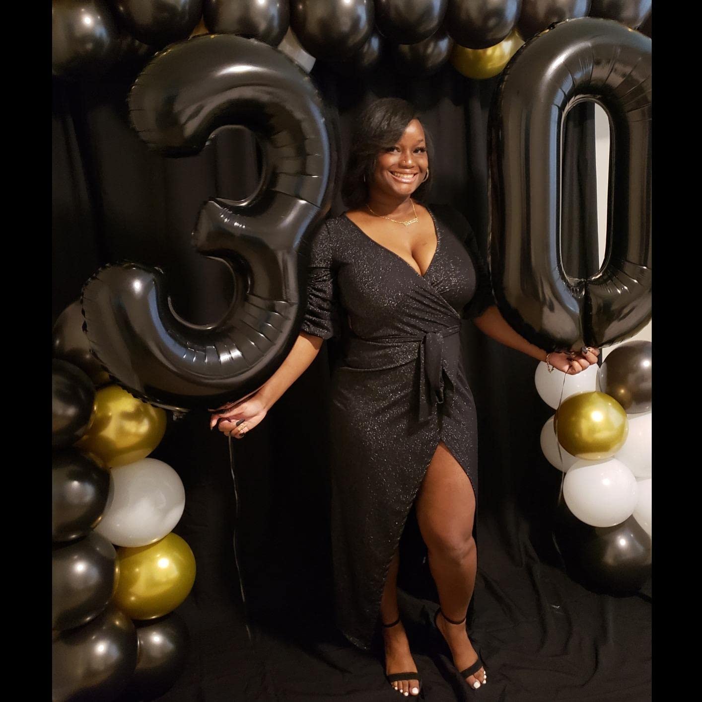 Mluchee 40-Inch Number Balloon 7 — Large Black Numeral for Birthday, Engagement, Wedding, Graduation