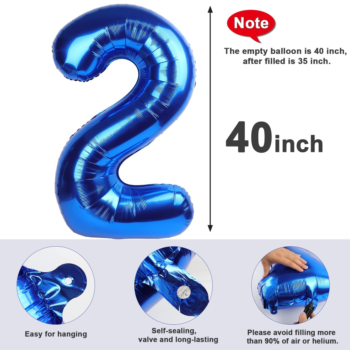 Mluchee 40-Inch Navy Blue Number Balloon - Birthday & Event Decor