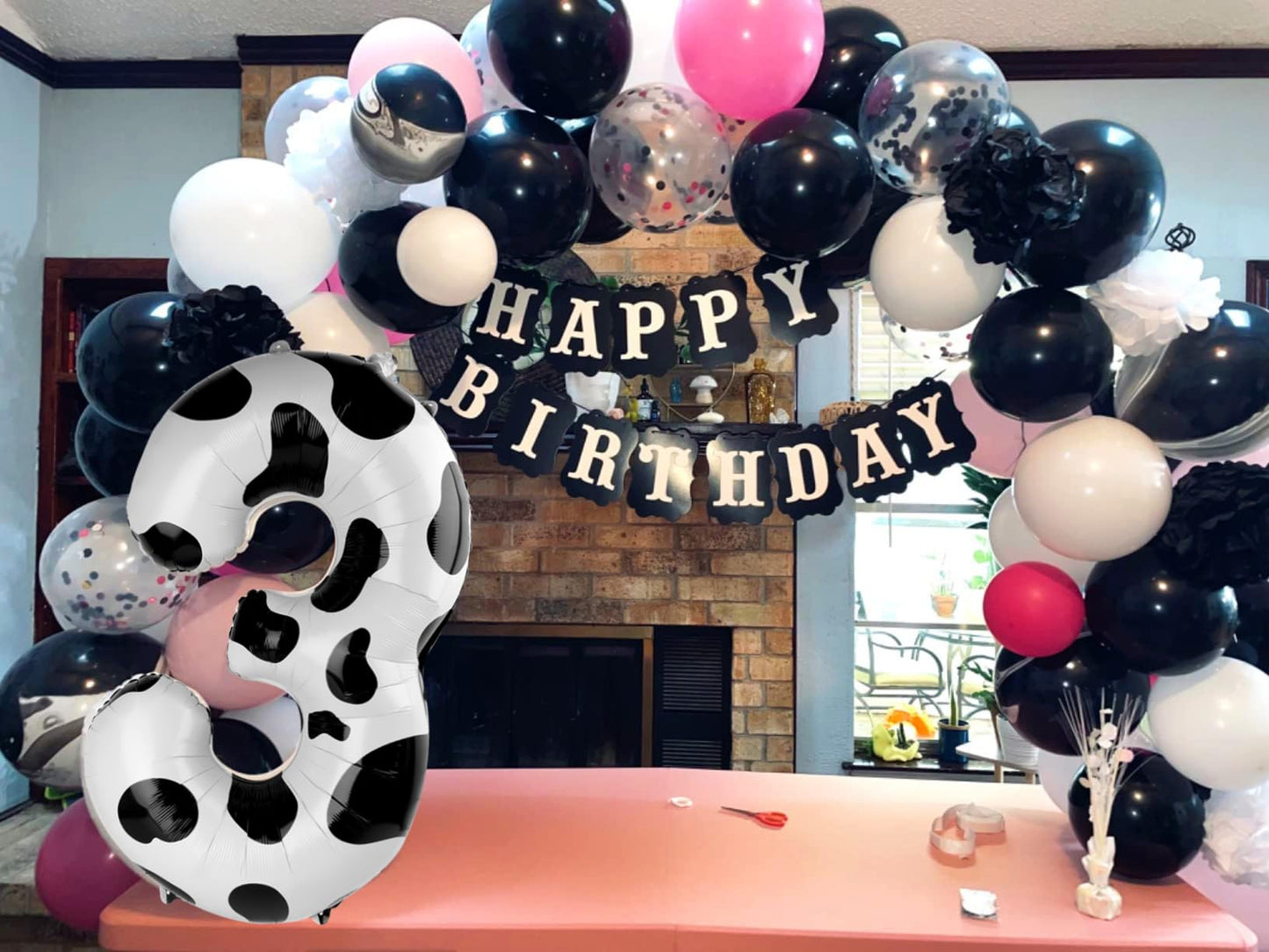 Mluchee Numbers Balloon 3 – 40-Inch White & Black Birthday Party Decor