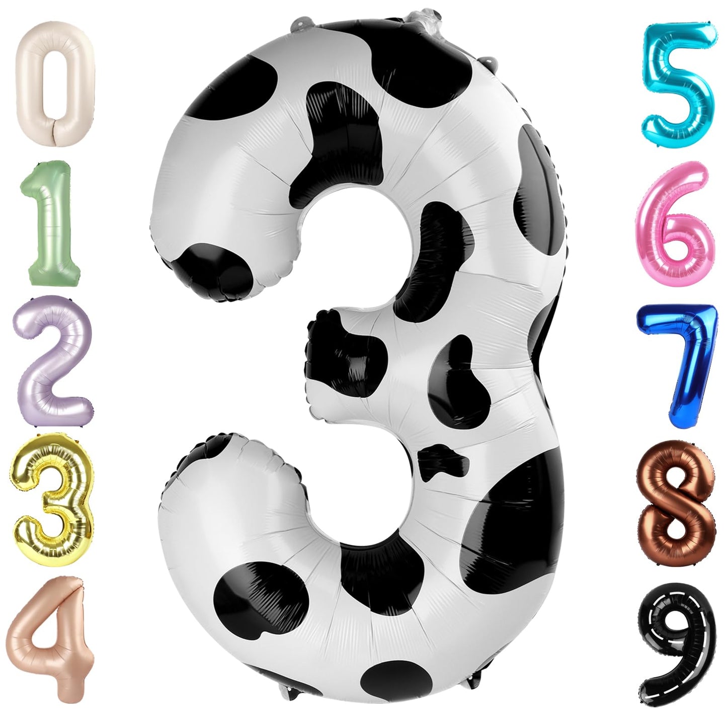 Mluchee Numbers Balloon 3 – 40-Inch White & Black Birthday Party Decor
