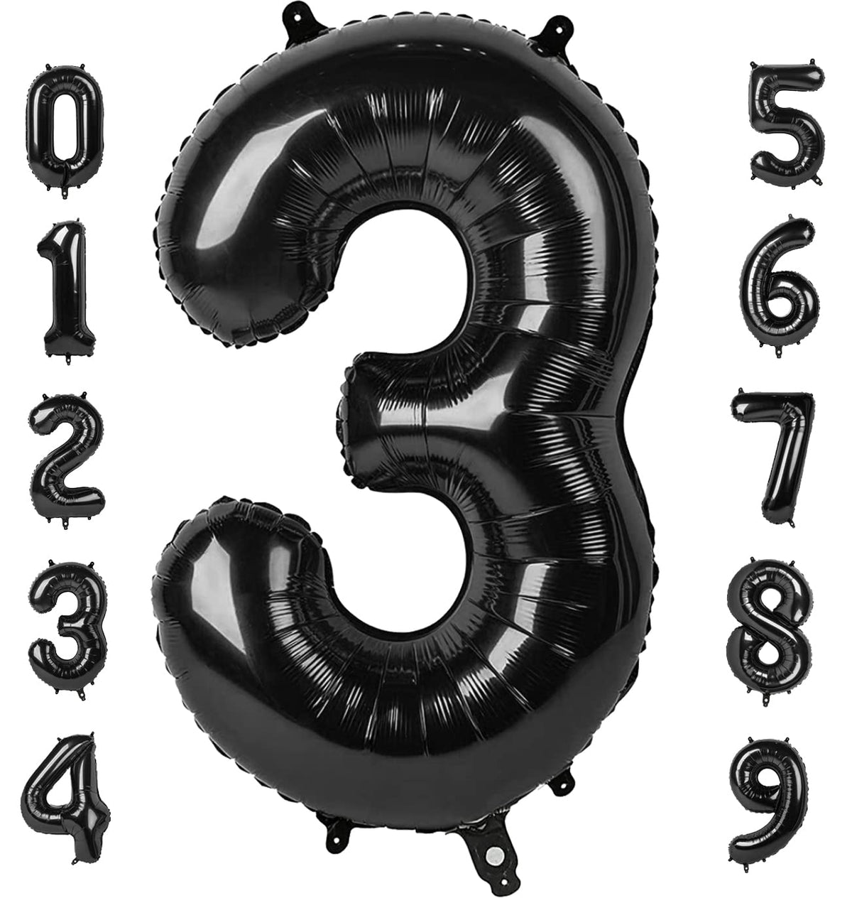 Mluchee Numbers Balloon 3 – 40 Inch Black Birthday & Wedding Decor