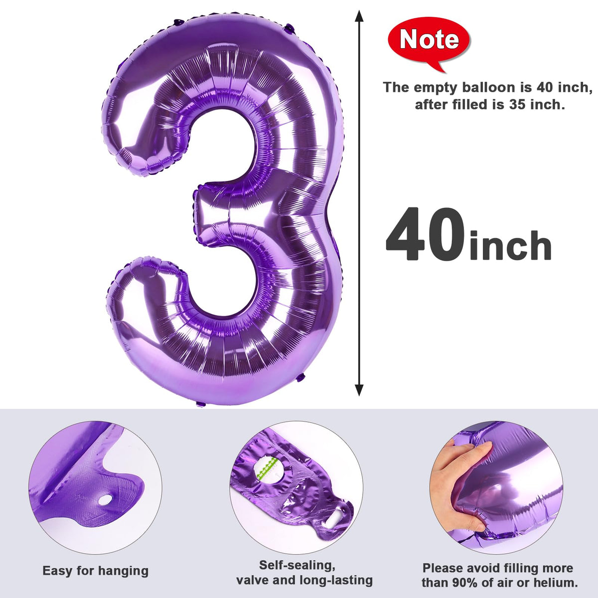 Mluchee 40-Inch Purple Numbers Balloon – Large Birthday & Wedding Decor (3, 13, 30, 31)