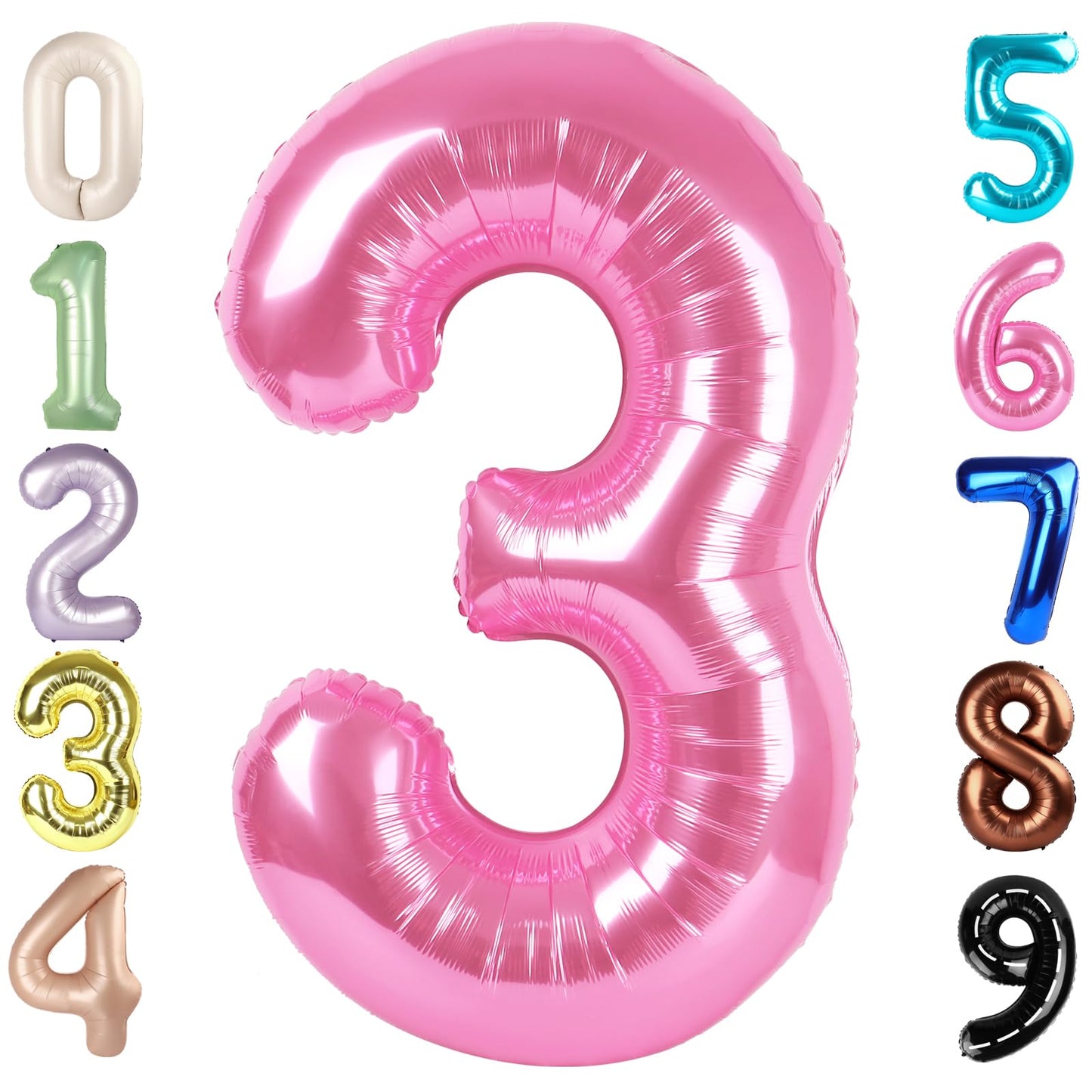 Mluchee Numbers Balloon 40-Inch Pink – Large 3rd Birthday Party Decor