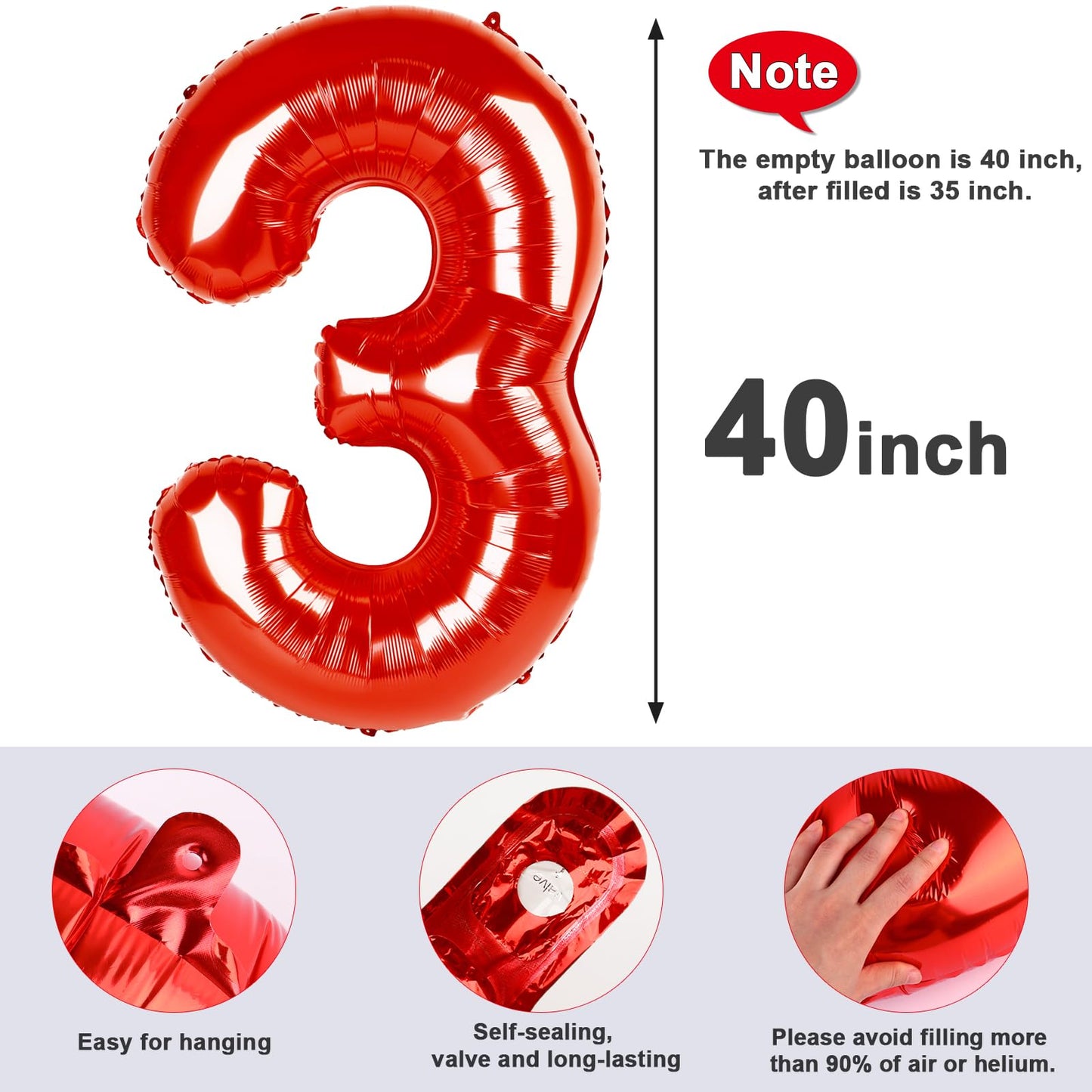 Mluchee Numbers Balloon 40inch Red – Large Birthday & Party Decor
