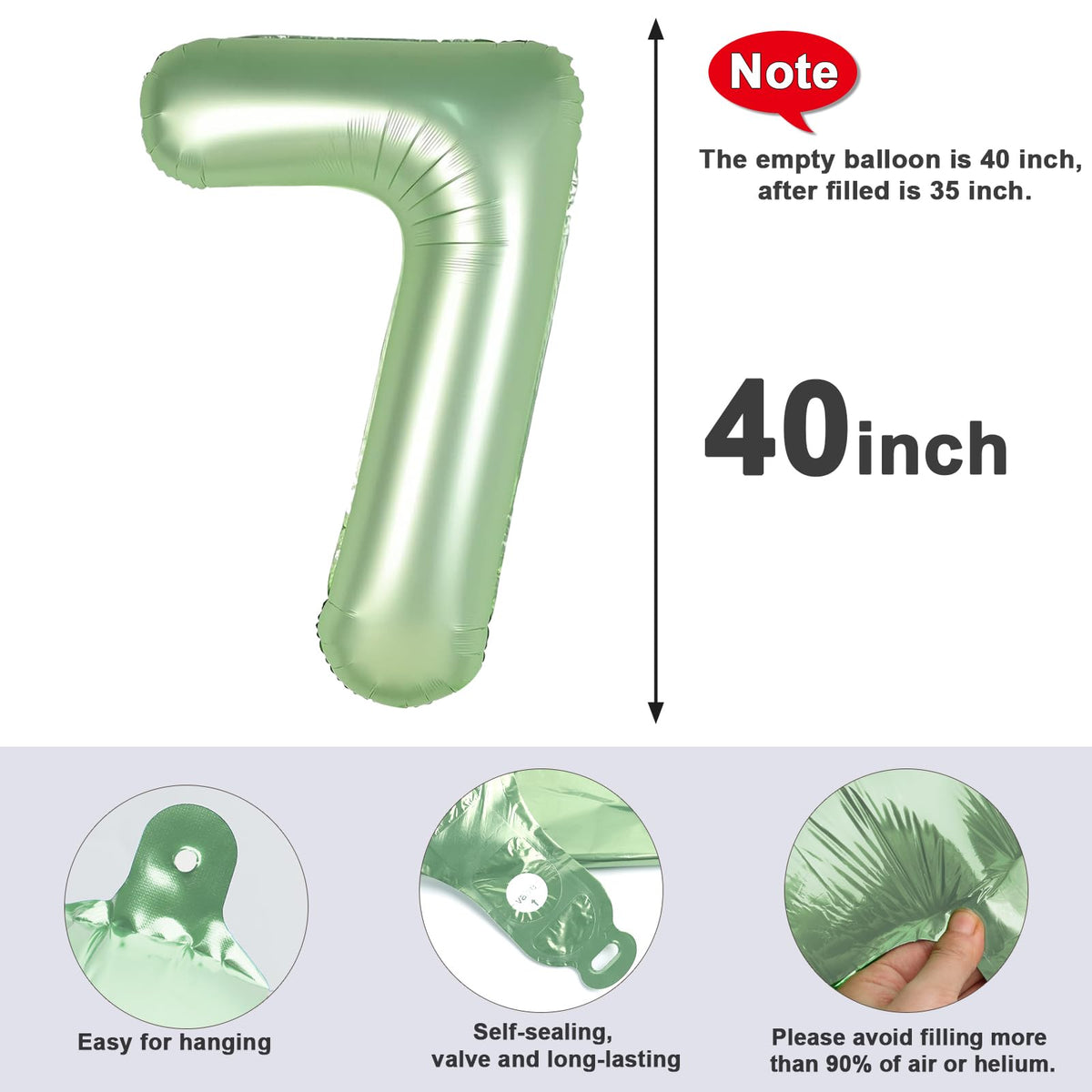 Mluchee 40-Inch Number Balloon 7 — Olive Green Giant Birthday Decor for Weddings, Engagements & Graduations