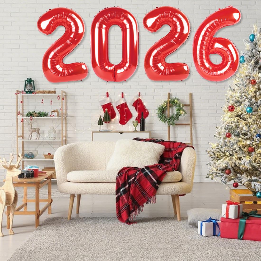 Mluchee 40-Inch 2026 Number Balloon – New Year’s Eve & Graduation Decor, Red Foil