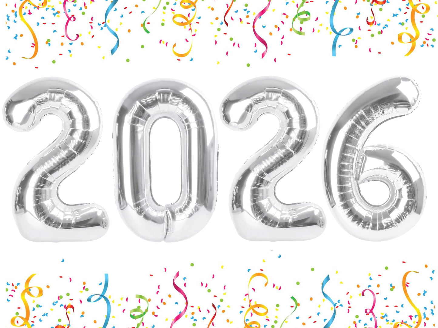 Mluchee 40-Inch Silver 2026 Number Balloons | New Year, Graduation & Birthday Party Decor