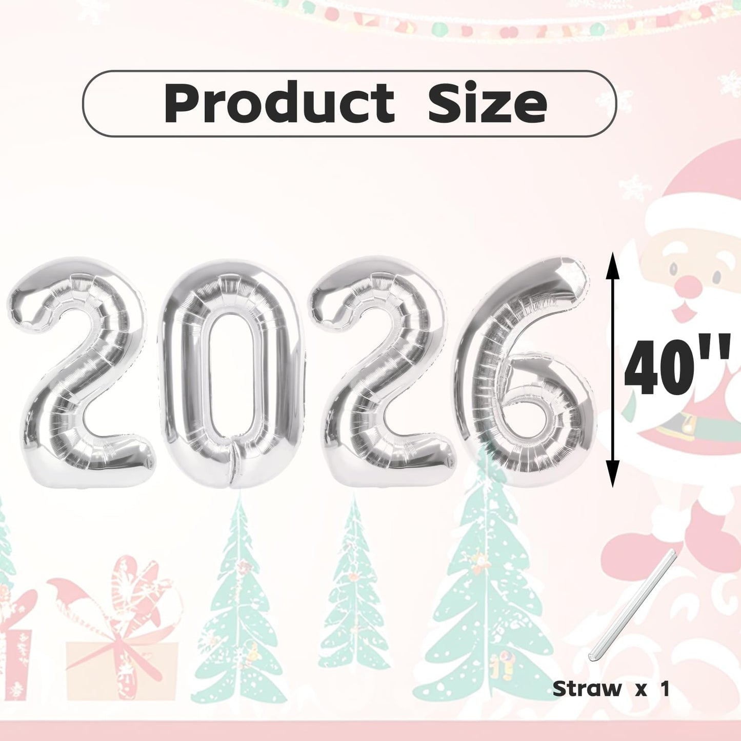 Mluchee 40-Inch Silver 2026 Number Balloons | New Year, Graduation & Birthday Party Decor