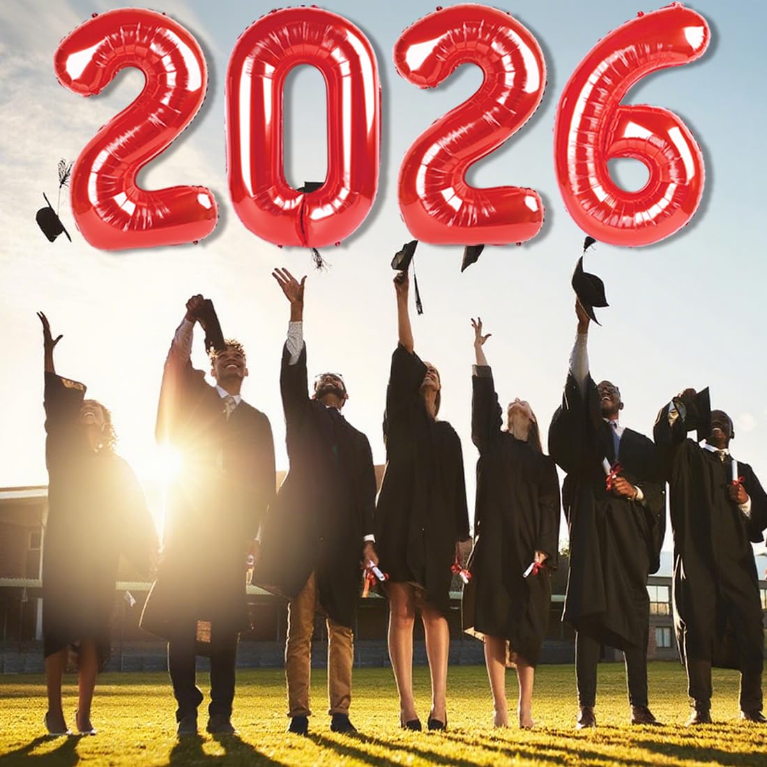 Mluchee 40-Inch 2026 Number Balloon – New Year’s Eve & Graduation Decor, Red Foil
