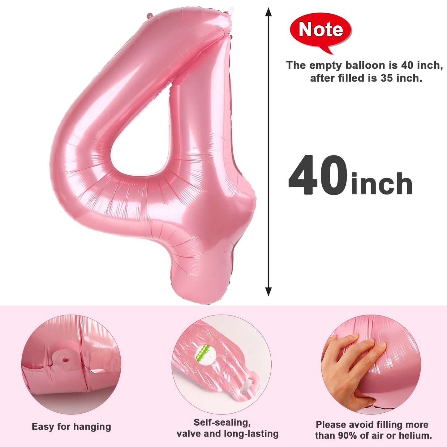 Mluchee 40-Inch Number Balloons: Pearl Pink for Birthdays & Celebrations