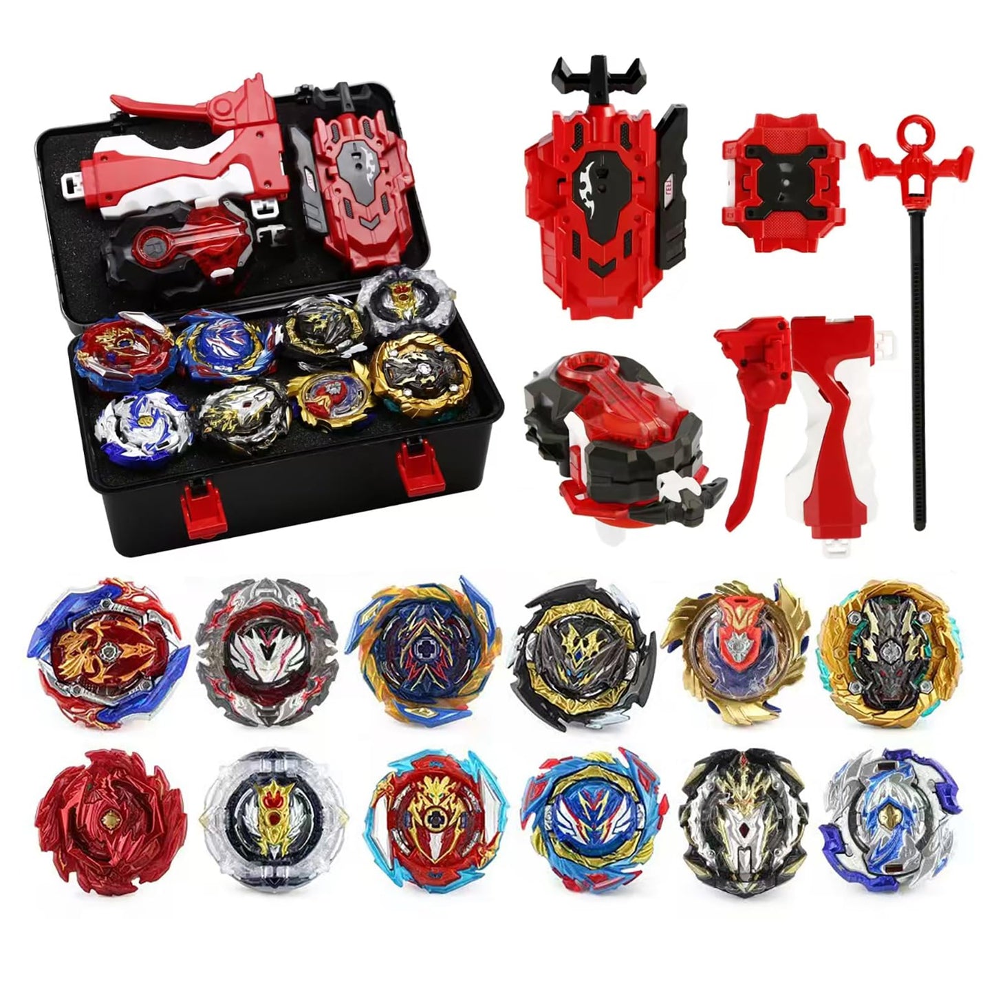 mlywd Gyro Battle Burst Top Set – 12 Spinning Tops + 3 Two-Way Launchers for Kids 6+