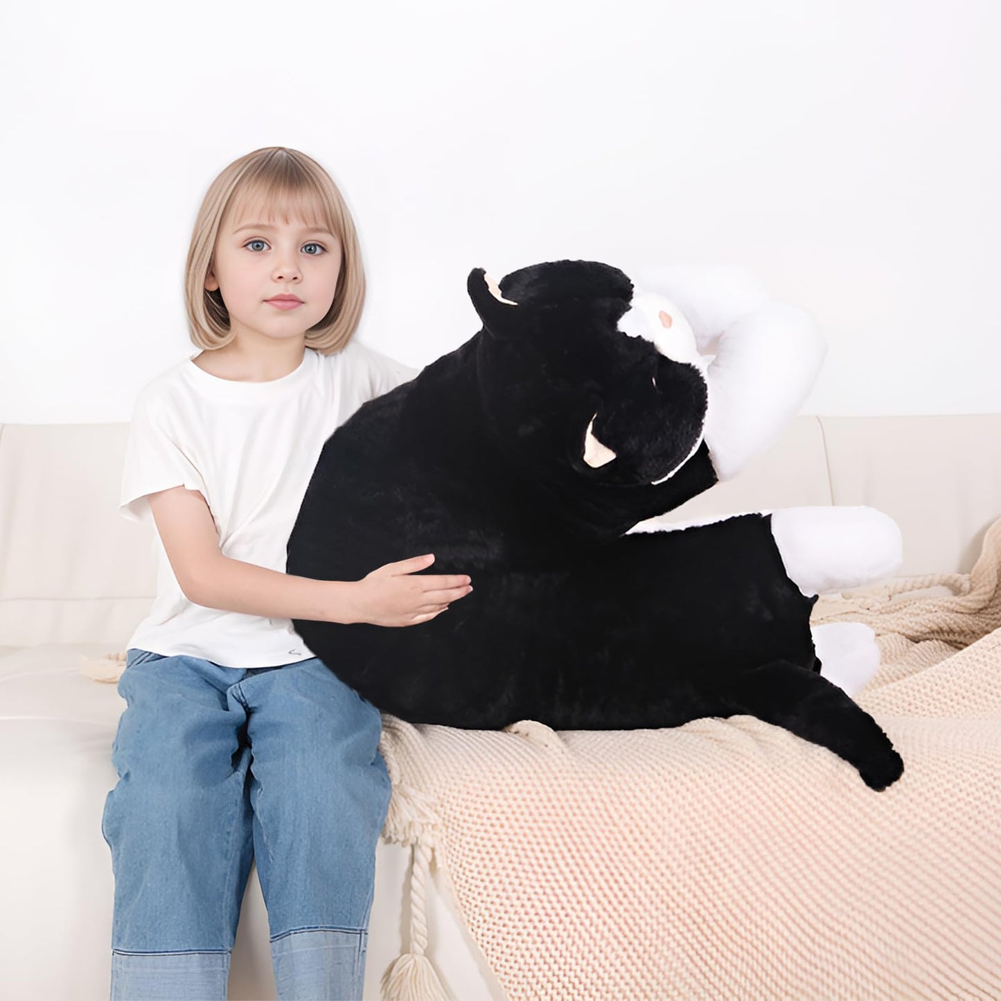 MMguai 40'' Giant Cat Plush - Jumbo Black Cat Long Body Pillow for Kids & Adults
