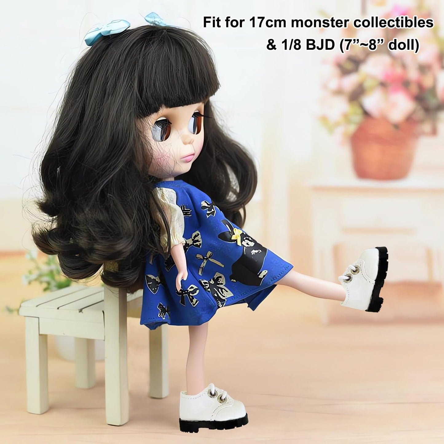 MM MEGIJAKI 3 Pairs Mini Shoes for 1/8 BJD Dolls – PU Leather Elf Shoes (3 Colors)