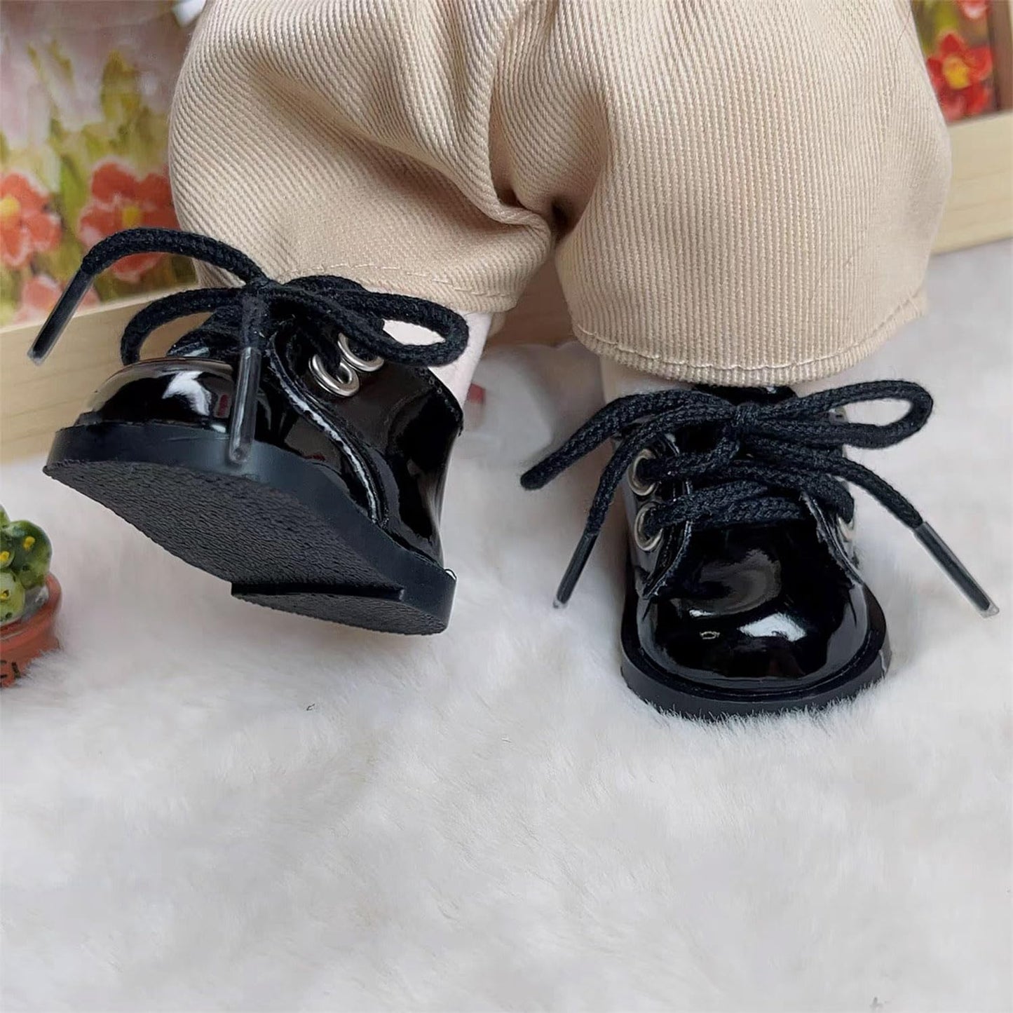 MM MEGIJAKI 3 Pairs Mini Shoes for 1/8 BJD Dolls – PU Leather Elf Shoes (3 Colors)