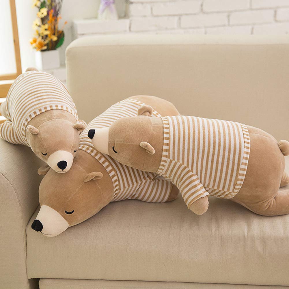 MMTTAO 14-Inch Polar Bear Plush Toy – Soft Brown Sleeping Bear, Huggable Pillow & Cozy Plushie for Kids
