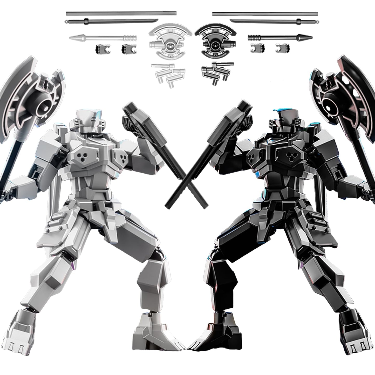 MMXBGS T13 Action Figure Set – Assembled Shield Warrior, Gray & Black