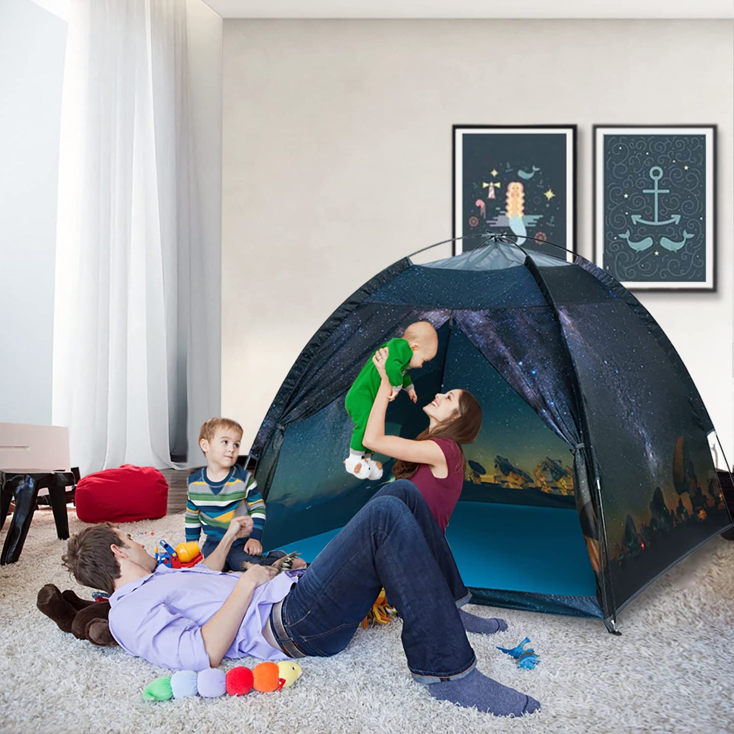 Mnagant Kids Play Tent – 61x61x45 in Galaxy Dome for Indoor/Outdoor Imaginative Play