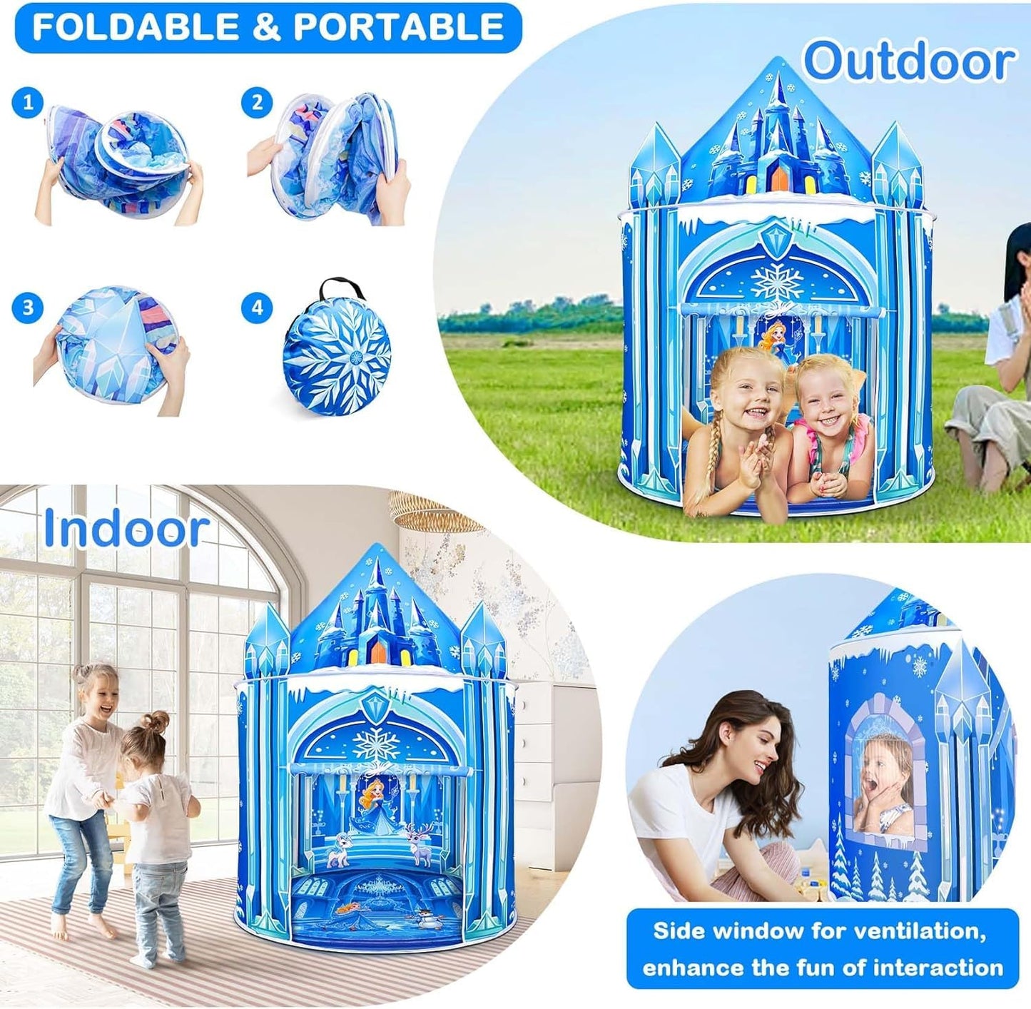 Mnagant Princess Play Tent – Ice Castle Playhouse for Indoor & Outdoor Fun (51" x 40")