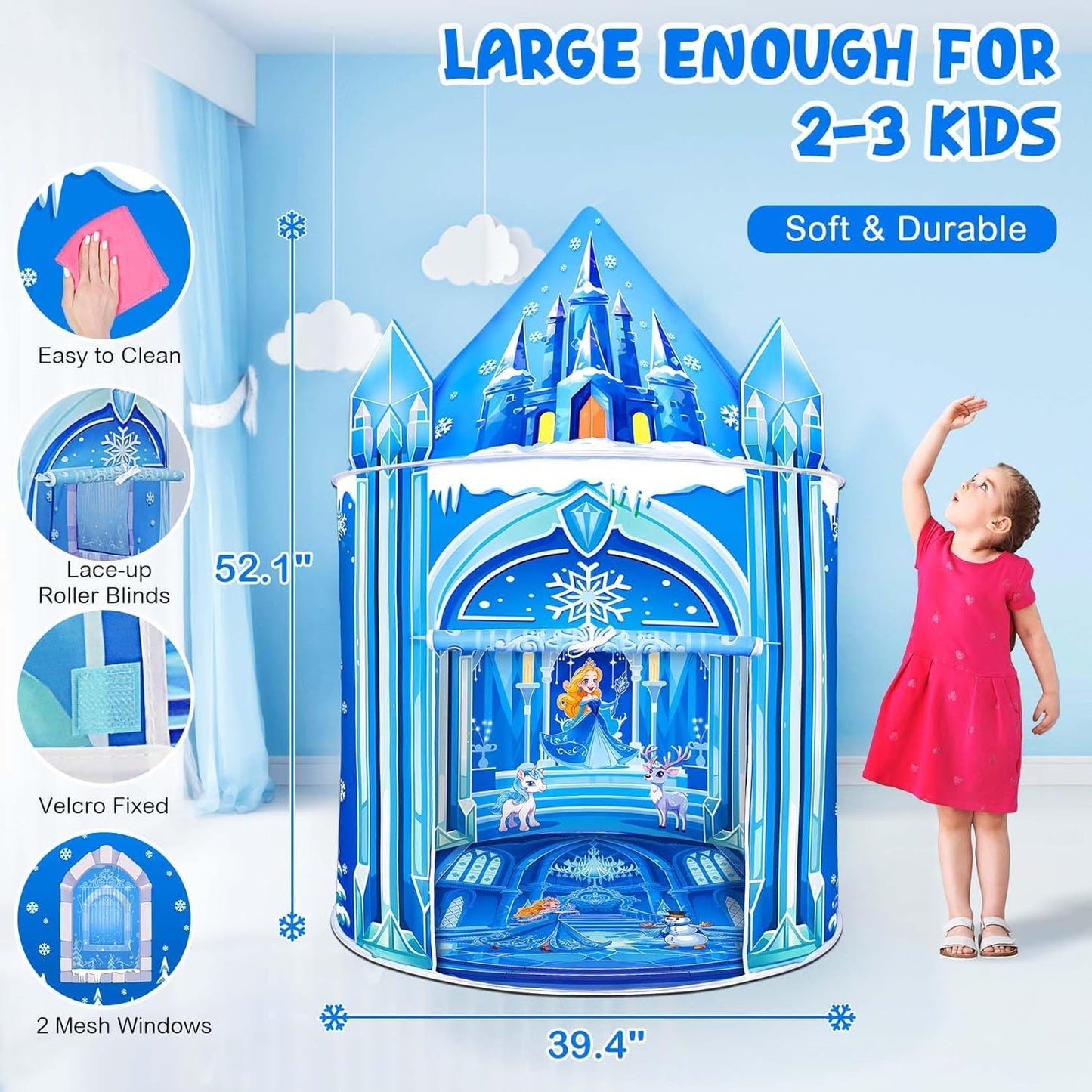 Mnagant Princess Play Tent – Ice Castle Playhouse for Indoor & Outdoor Fun (51" x 40")