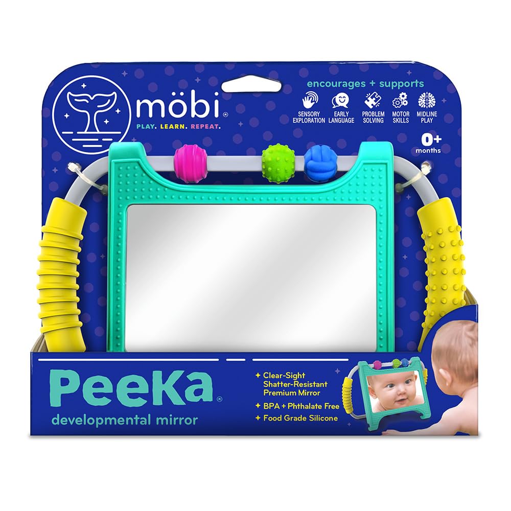 MÖBI Mobi Peeka Activity Toy – Tummy Time Mirror for Babies | Food-Grade Silicone, BPA & Phthalate Free