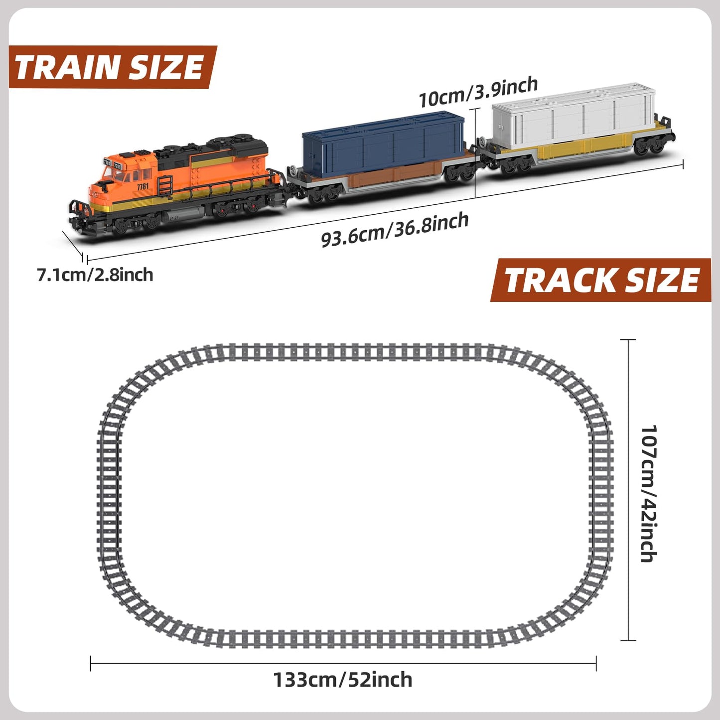 MOCBROPCS Burlington Train Building Set – Motorized Head, 2 Carriages, 32 Tracks, 1065 Pieces | Gift for Teens 12-16