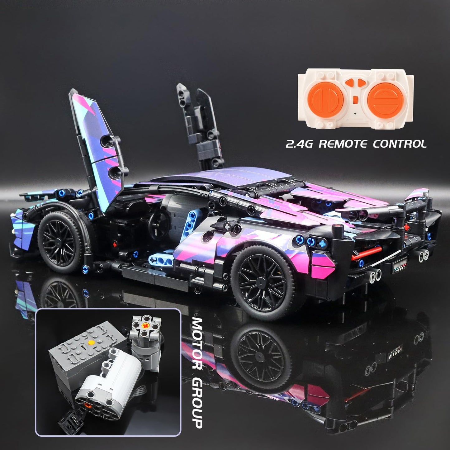 MOCBROPCS 1:14 RC Car Building Kit – 1314 Pieces, 2-in-1 Moveable or Static, Rechargeable Battery