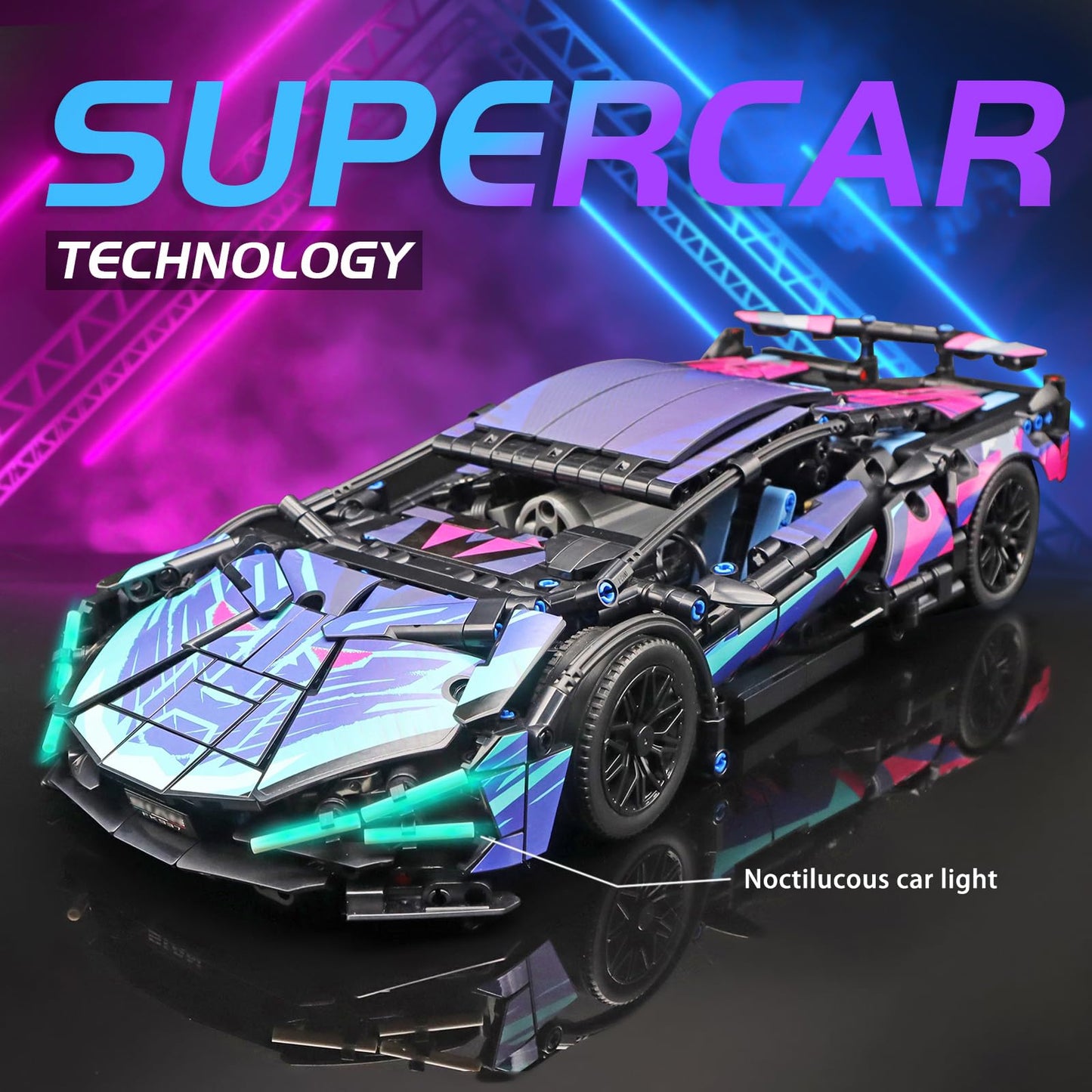 MOCBROPCS 1:14 RC Car Building Kit – 1314 Pieces, 2-in-1 Moveable or Static, Rechargeable Battery