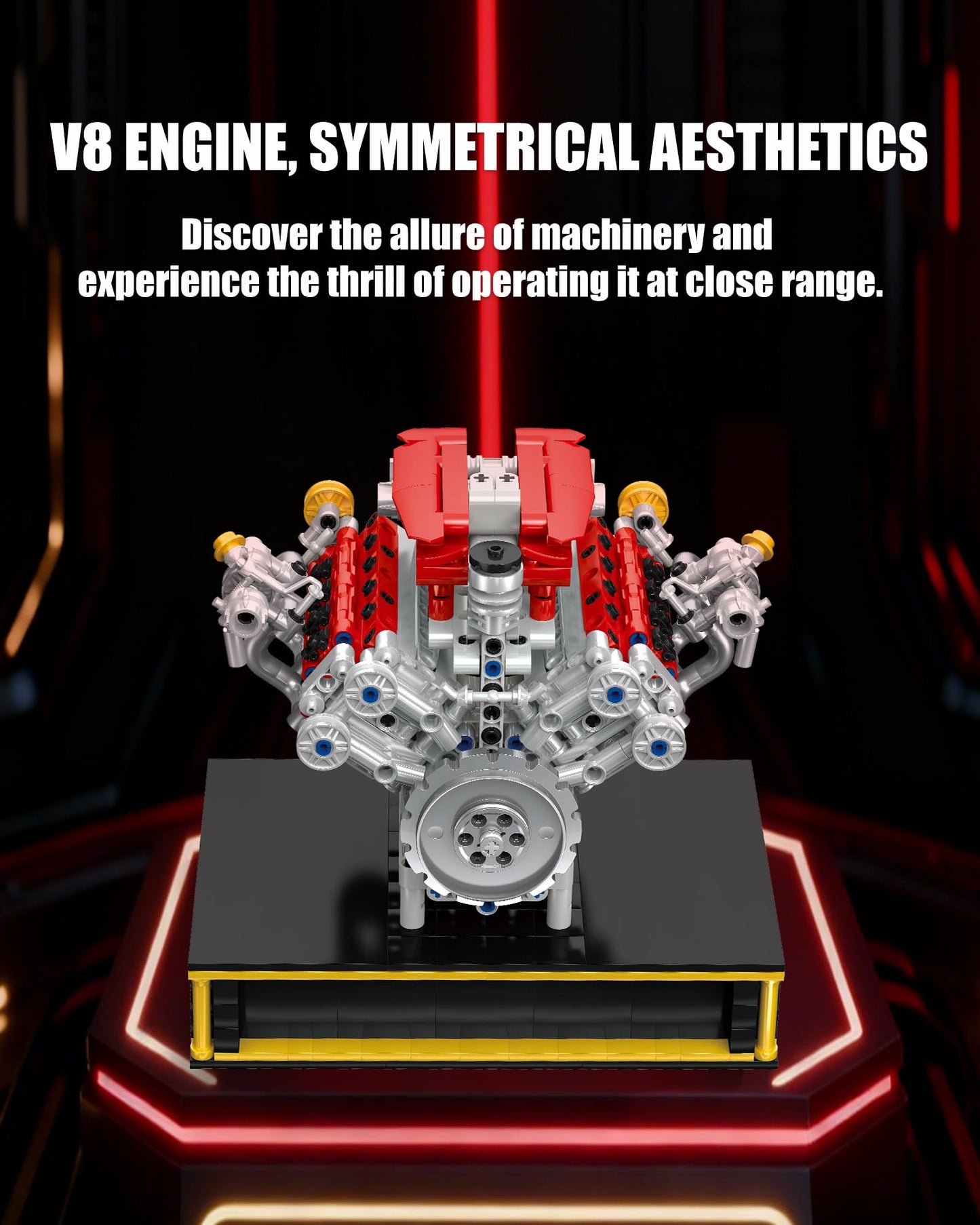 MOCBURIKU Mini V8 Engine Kit That Runs – Build Your Own V8 Engine (1123PCS)
