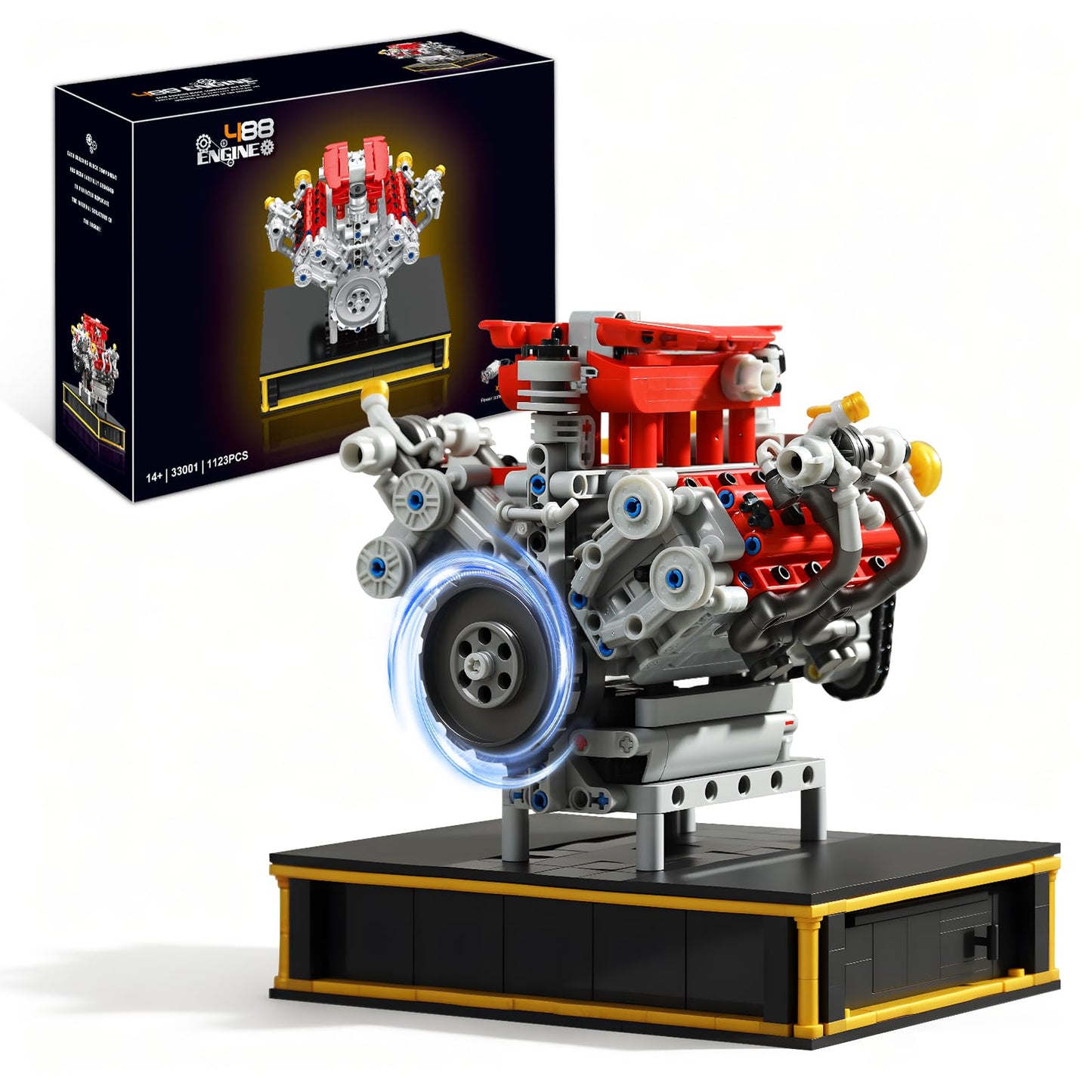MOCBURIKU Mini V8 Engine Kit That Runs – Build Your Own V8 Engine (1123PCS)