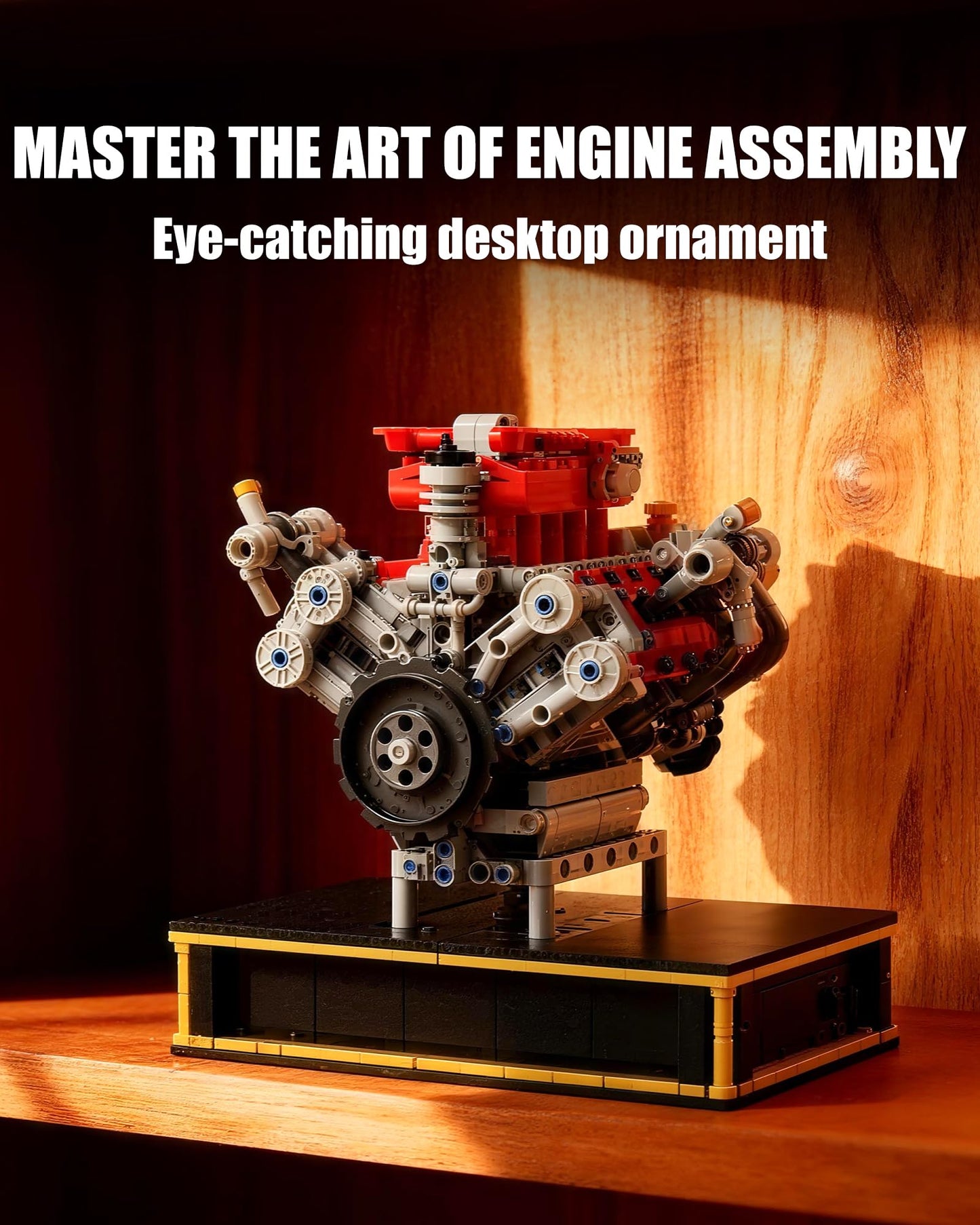 MOCBURIKU Mini V8 Engine Kit That Runs – Build Your Own V8 Engine (1123PCS)