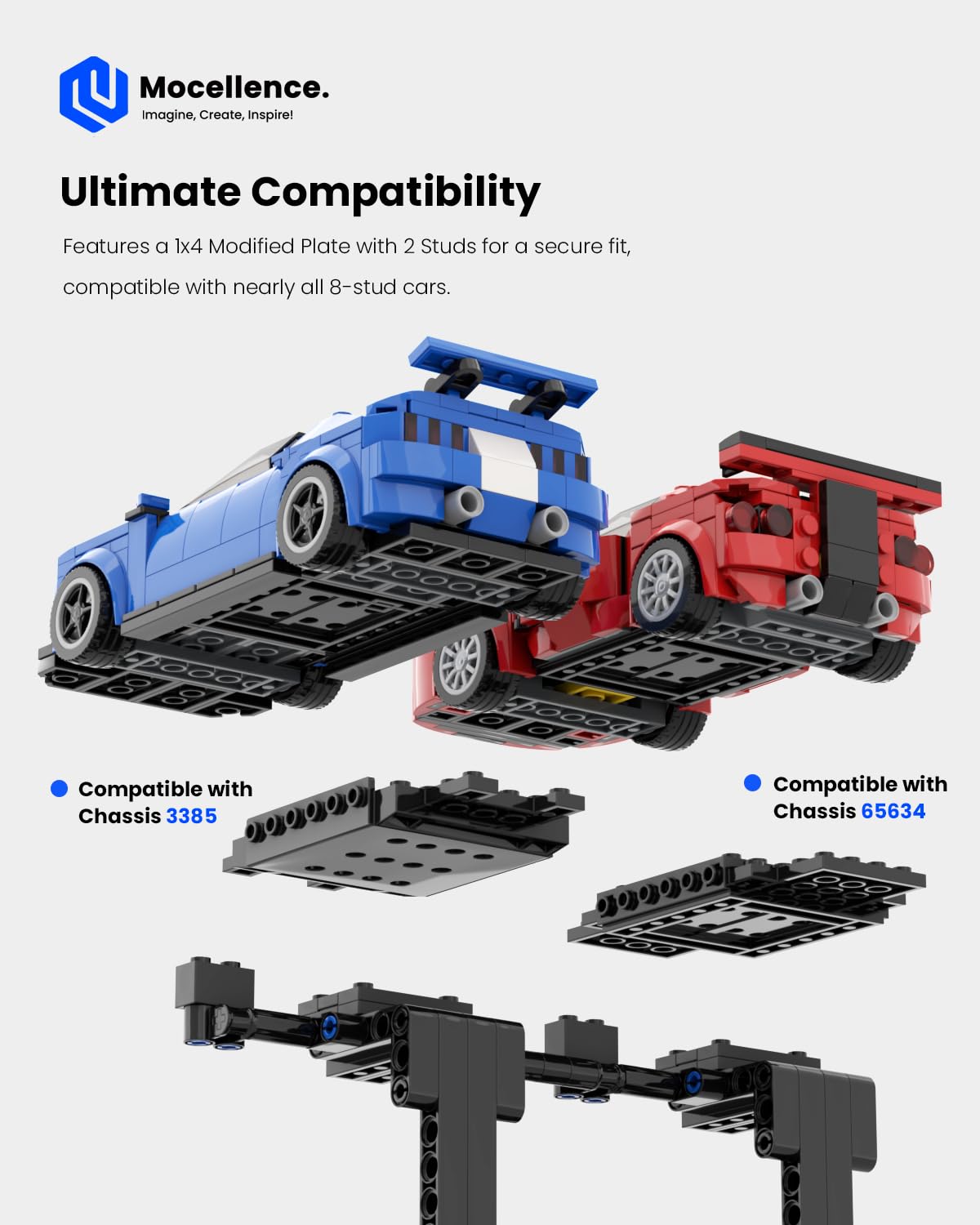 Mocellence Display Stand for Lego Speed Champions Cars – 3-Layer, Holds 6 Models, Compatible with 76917, 76908, 76918 & More