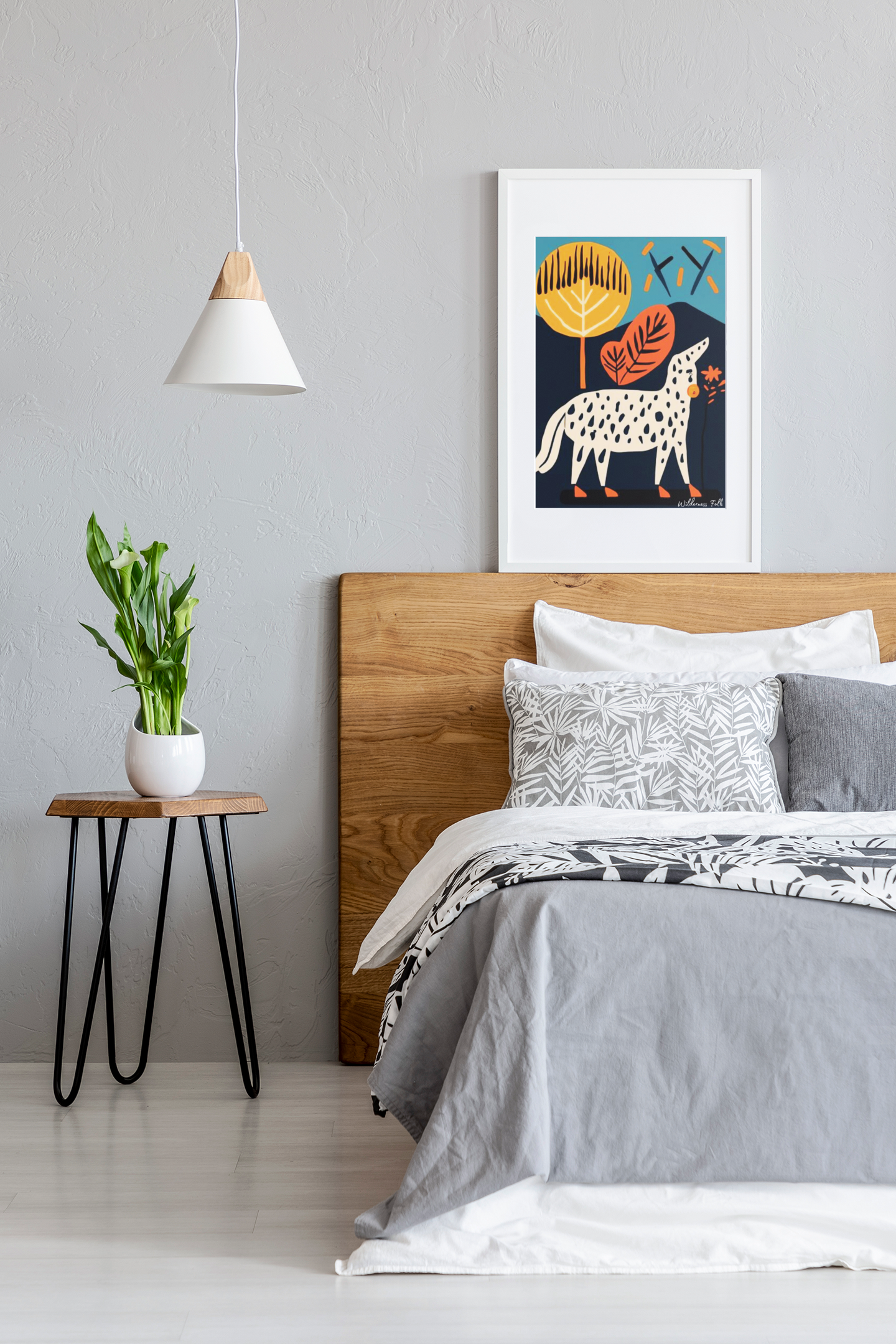 Stylish Folk Art Poster - Modern Animal Illustration - Scandinavian Wall Décor