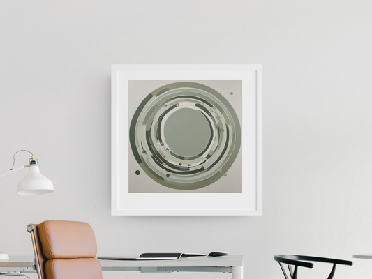 Abstract Framed Poster - Sage Green Circular