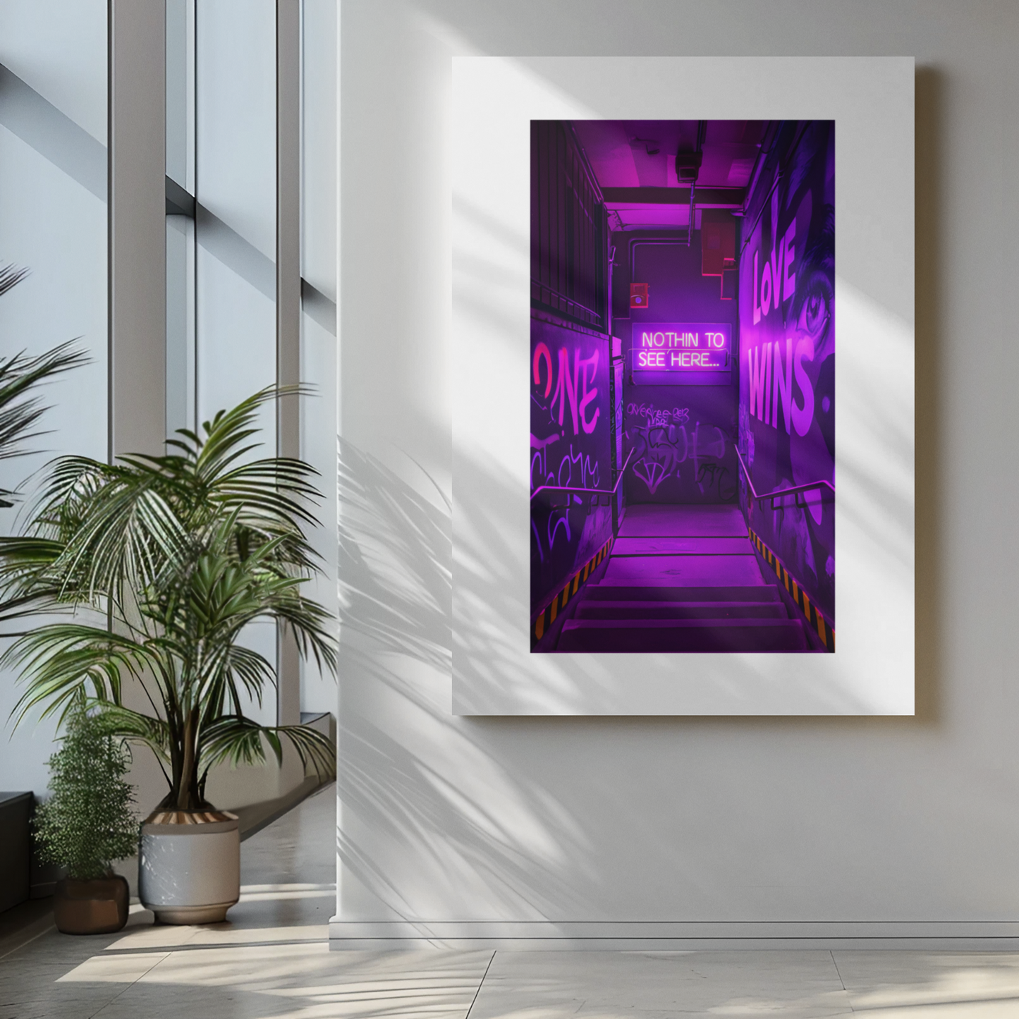 Neon Alleyway Graffiti Art Poster - Bold Urban Wall Art for Modern Spaces