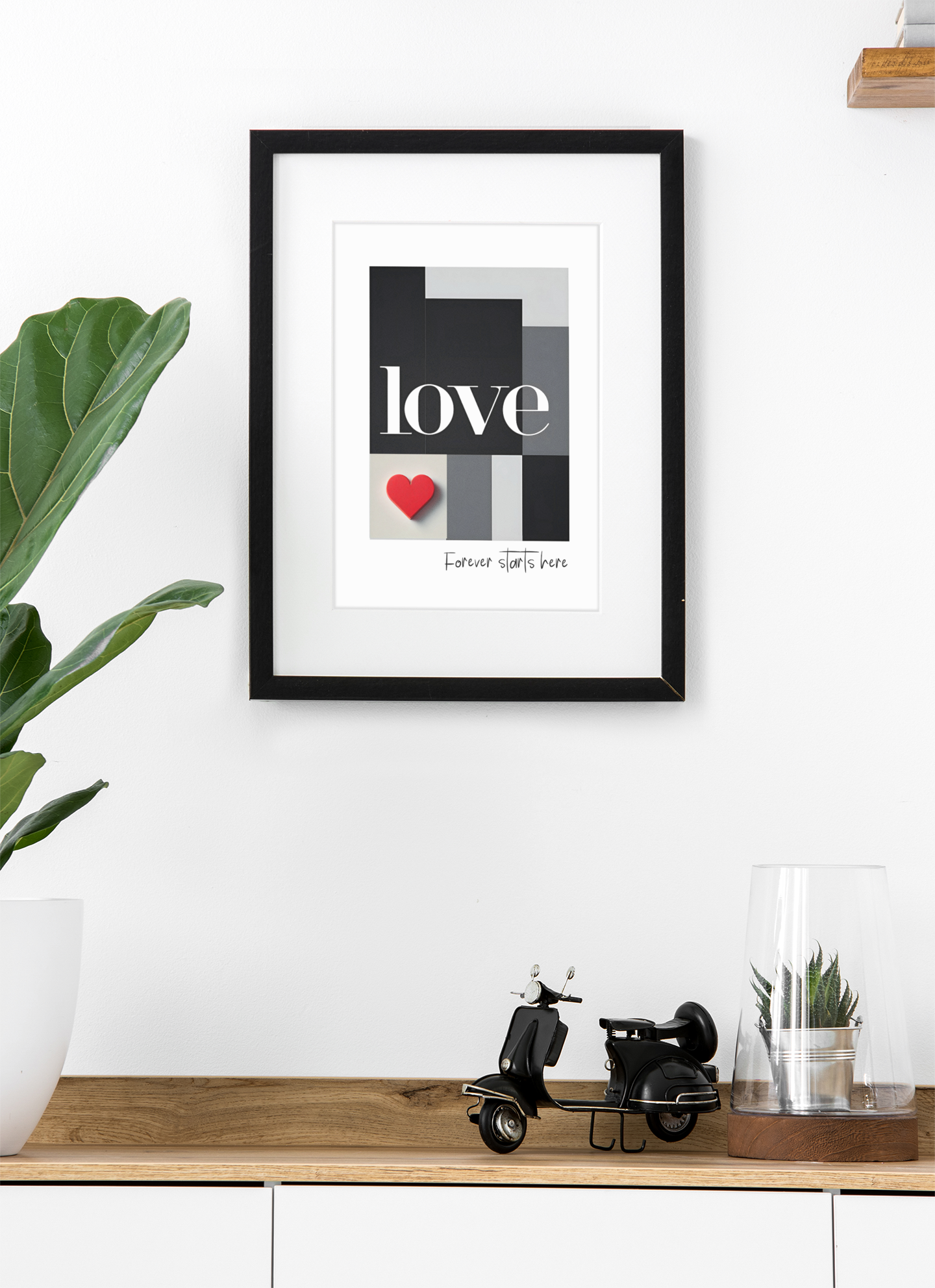 Minimalist Romantic Wall Art - Forever Starts Here Love Poster