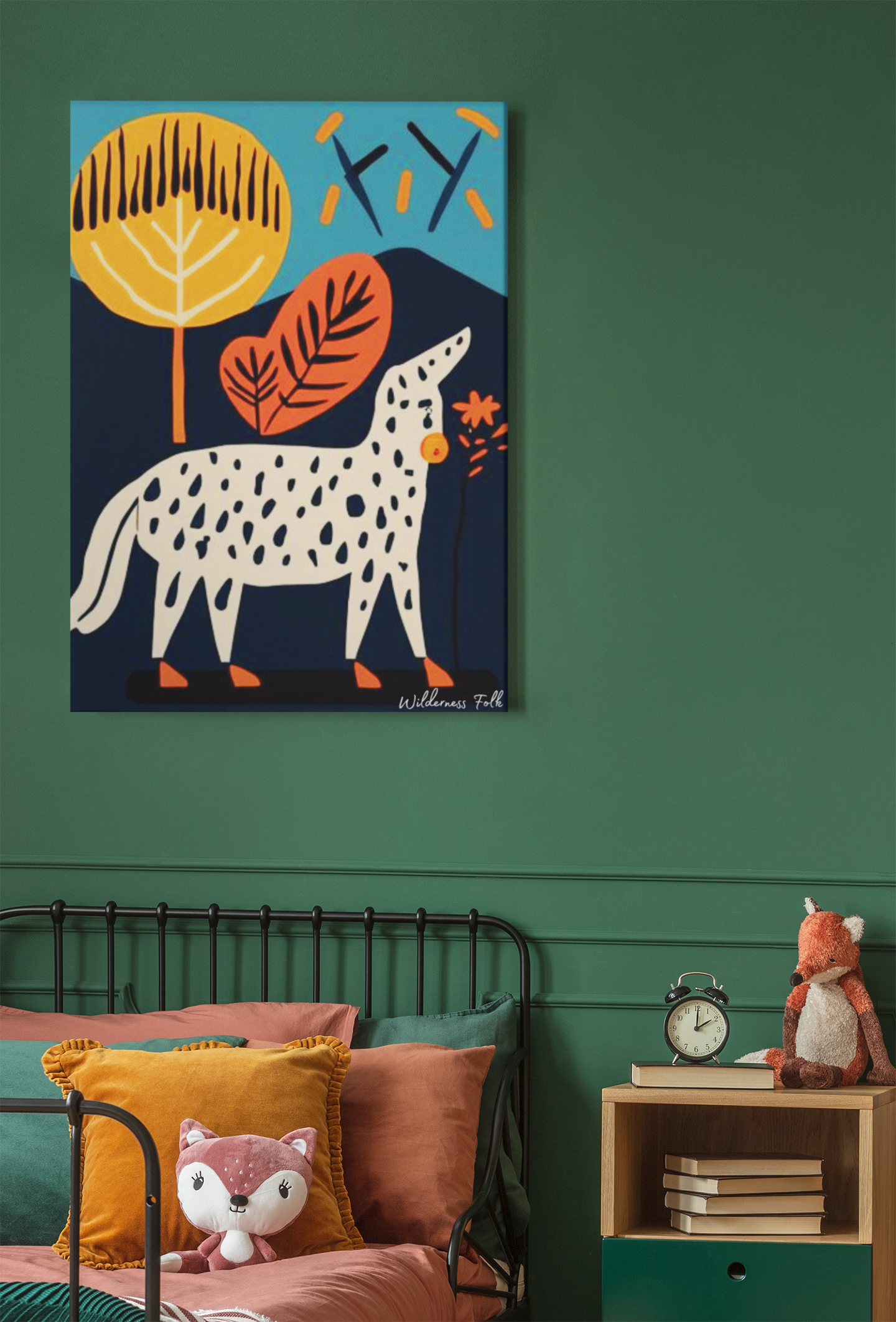 Stylish Folk Art Poster - Modern Animal Illustration - Scandinavian Wall Décor