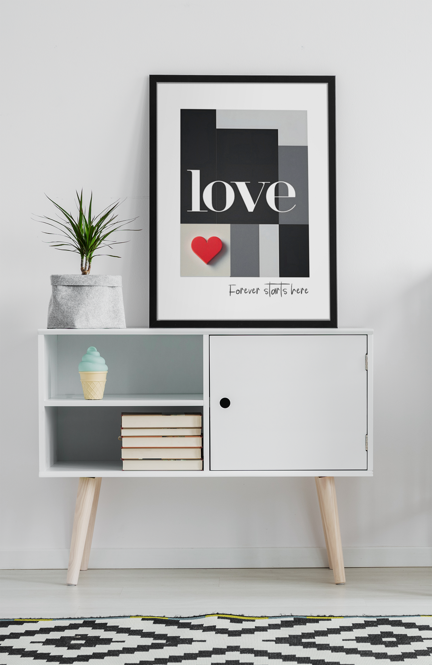 Minimalist Romantic Wall Art - Forever Starts Here Love Poster