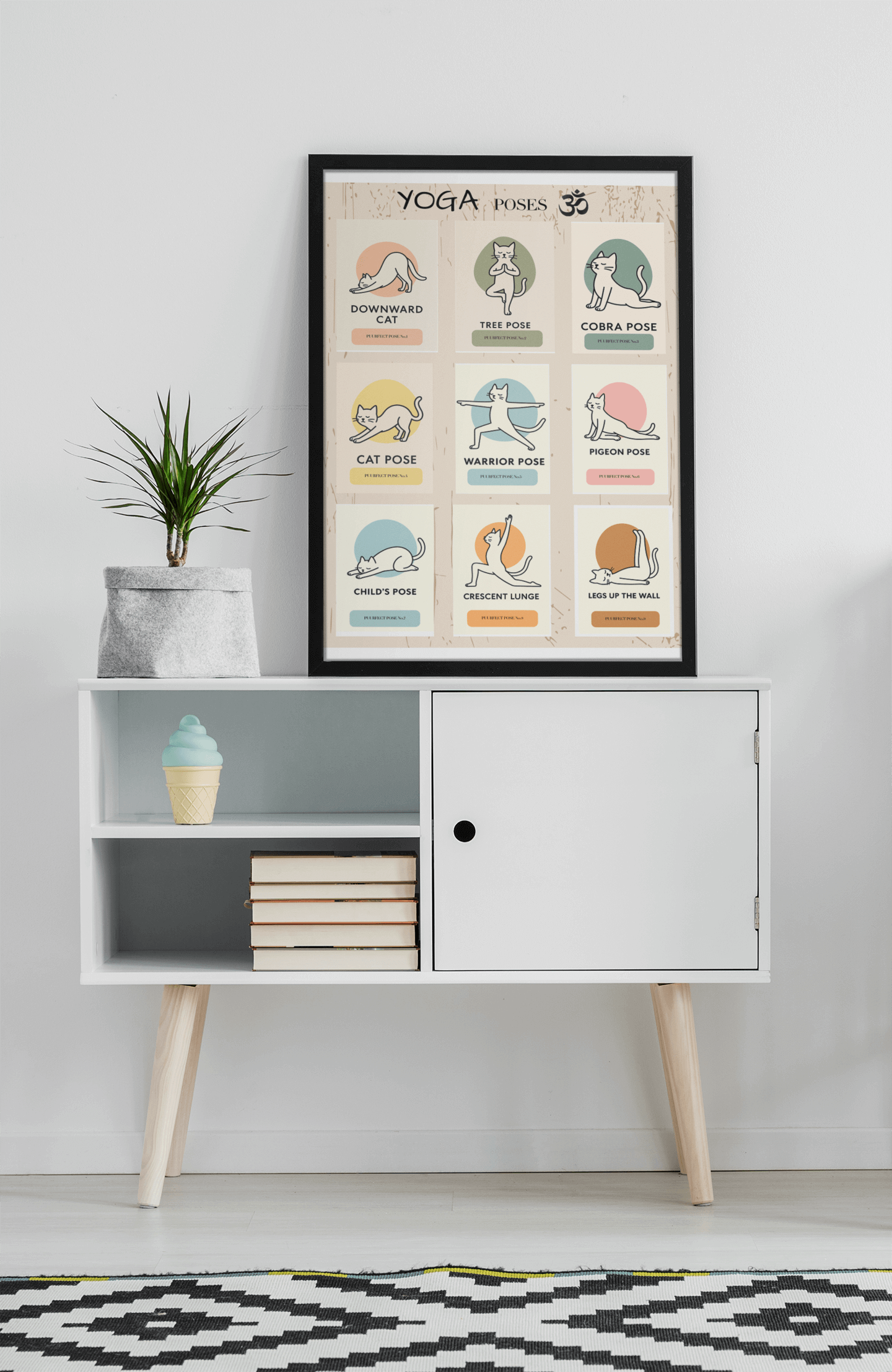 Funny Cat Yoga Wall Art