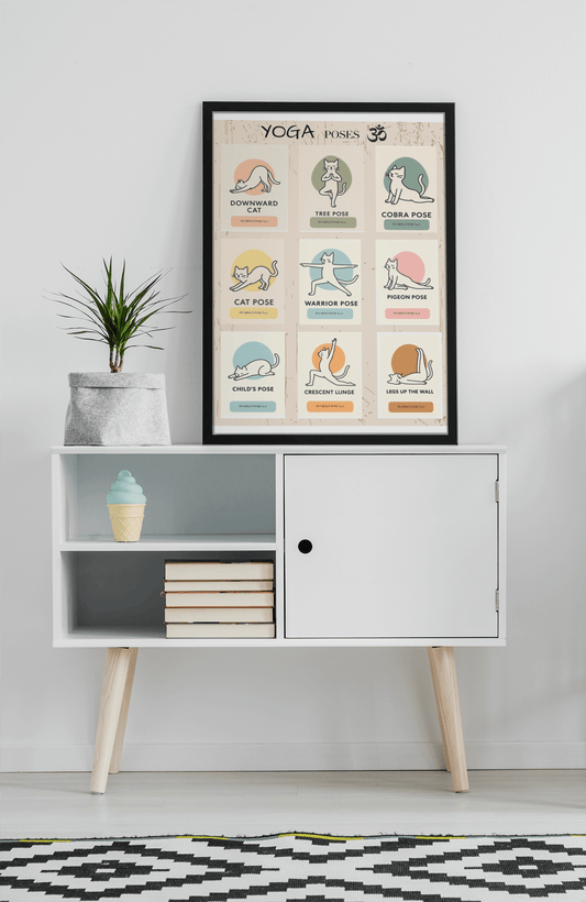 Funny Cat Yoga Wall Art