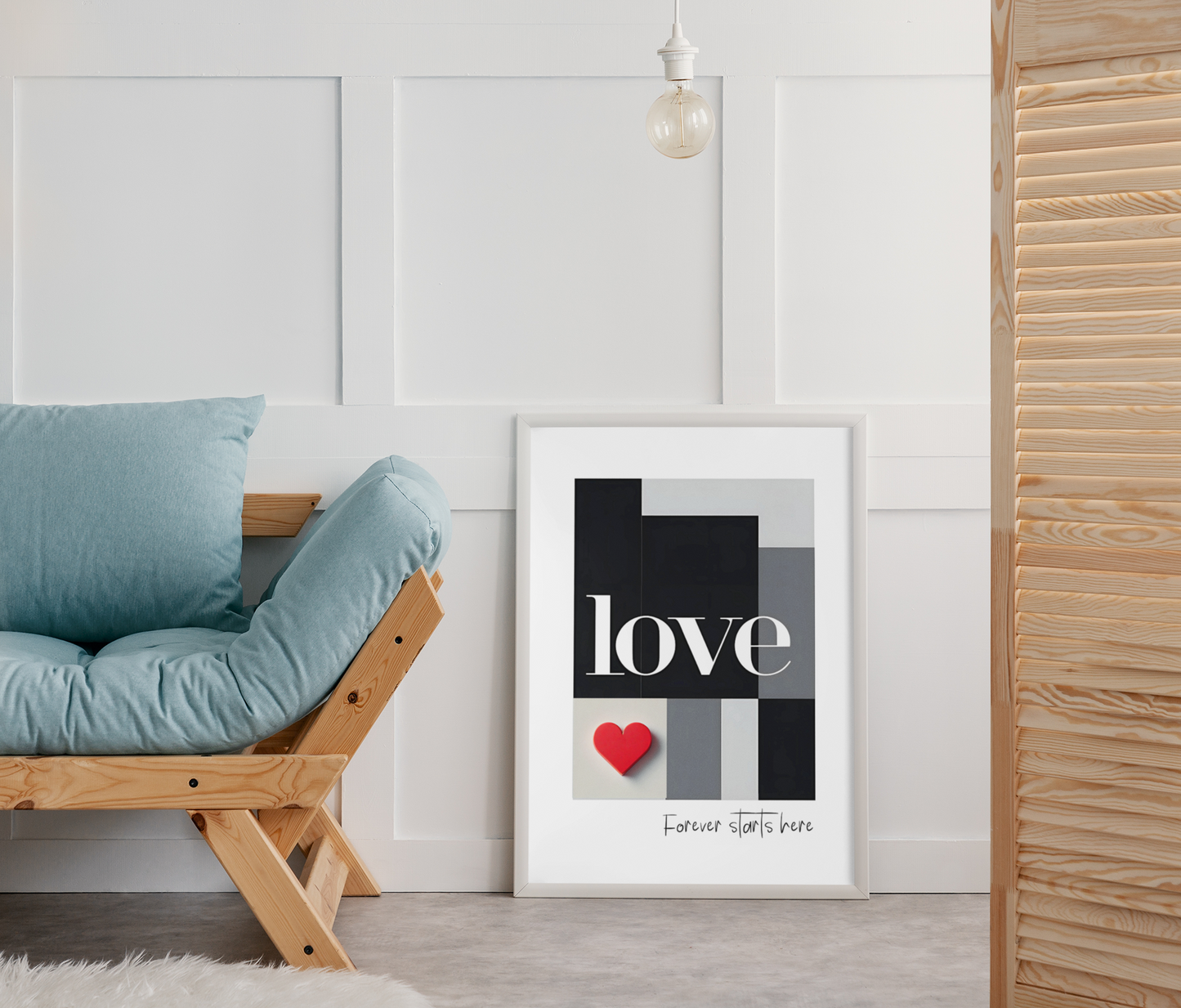 Minimalist Romantic Wall Art - Forever Starts Here Love Poster