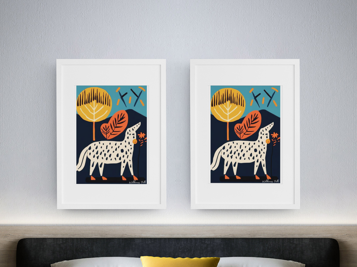 Stylish Folk Art Poster - Modern Animal Illustration - Scandinavian Wall Décor