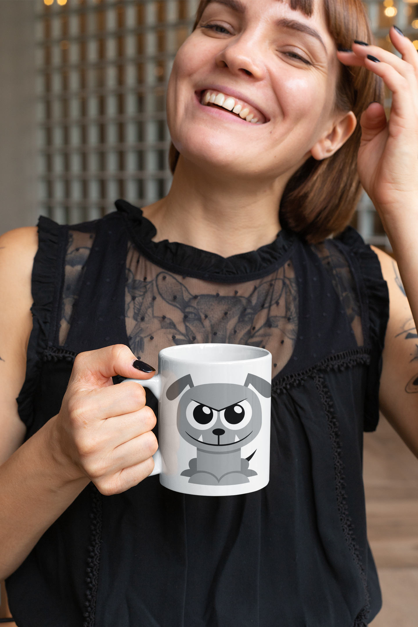Adorable Black Cat Personalised Your Name Gift Mug