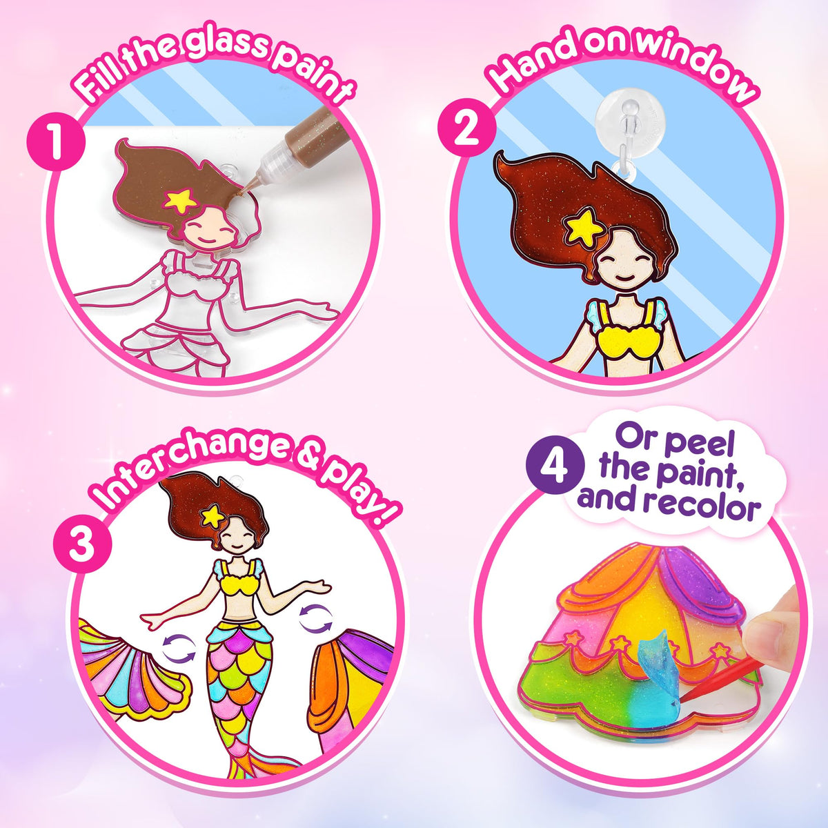 Mocoosy Princess Window Art Kit – DIY Suncatchers for Kids Aged 4-8
