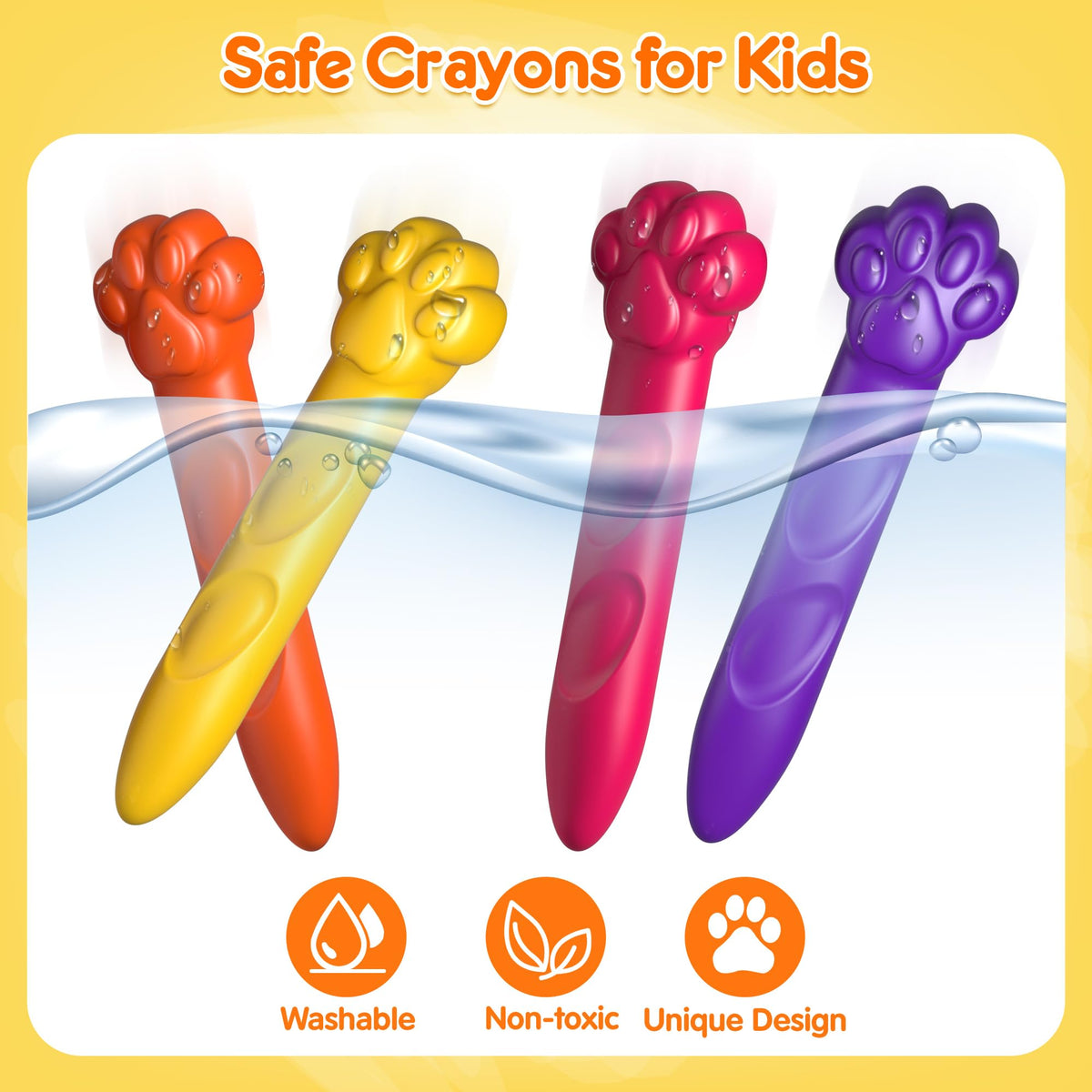 Mocoosy 18 Colors Jumbo Crayons for Toddlers – Washable, Non-Toxic Coloring Set with Coloring Book (Ages 18m+)